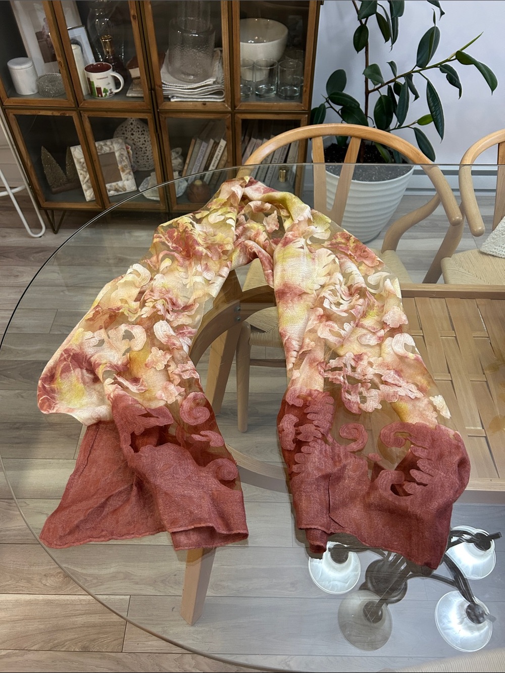 Floral Ombre Lightweight Scarf in Dusty Rose